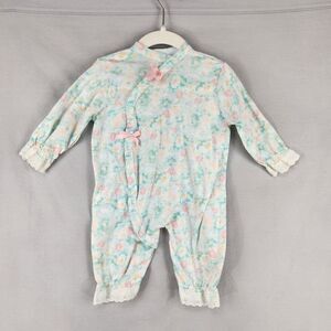 Vintage Playskool Baby Girl Jumpsuit Pink Blue Floral Long Sleeve Snap Size L